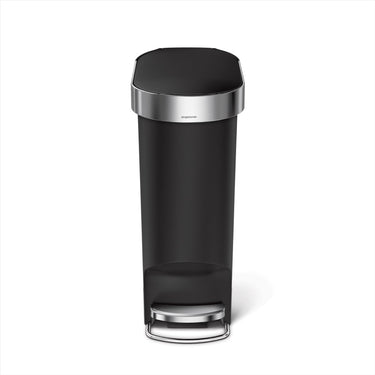 Simplehuman slanke plastic pedaalemmer - 40 liter - met zakkenrand - zwart kunststof