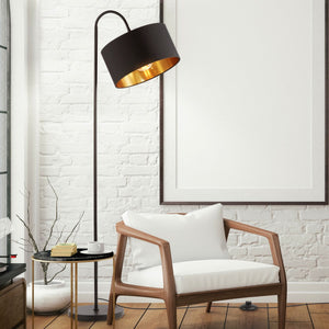 B.k.licht - vloerlamp - zwart gouden - h: 145cm - excl. e27 lichtbron