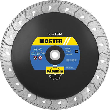 Sameda diamantdoorslijpschijf samedia master tsm 230xm14 granite te zagen en slijpen