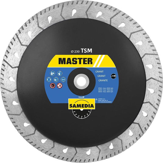 Sameda diamantdoorslijpschijf samedia master tsm 230xm14 granite te zagen en slijpen