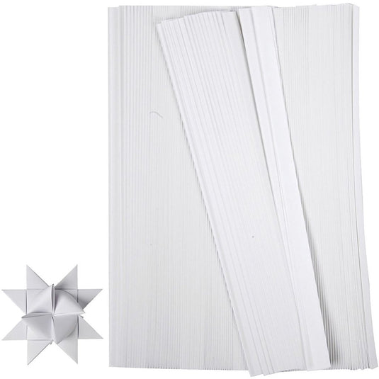Creativ company cc paper star strips, l: 45 cm, w: 15 mm, dia. 6,5 cm, white, 500 strips 1 pack