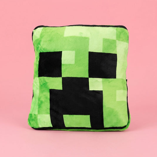 Paladone minecraft creeper 2‑in‑1 cushion blanket – officieel gelicentieerde zachte opvouwdeken, 120 × 150 cm-