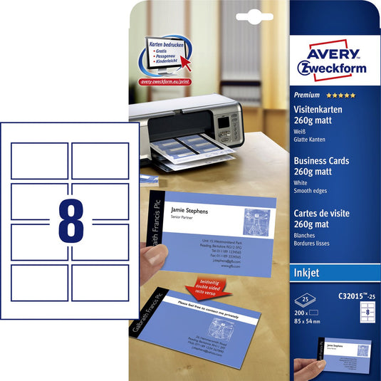 Merkloos sans marque huismerk avery c32015-25 visitekaartjes mat