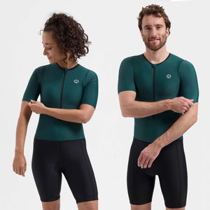 Rogelli florida trisuit met korte mouwen - triatlonpak voor dames en heren - ademend, sneldrogend - zwart teal - maat 2xl