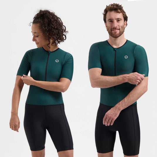 Rogelli florida trisuit met korte mouwen - triatlonpak voor dames en heren - ademend, sneldrogend - zwart teal - maat 2xl