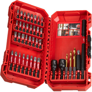 Milwaukee shockwave™ impact duty™ bit set (40 pc) schroefbit set shockwave™ 40-delig, bits, doppen en red hex boren - 4932492004