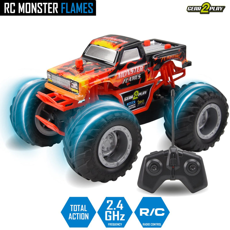Afbeelding laden in galerijviewer, Gear2play rc monster flames monstertruck 1:24 - big wheels
