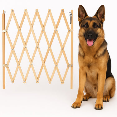 Flamingo veiligheidshek monti – beige – verstelbaar van 60-107 cm breed x 72,5-83 cm hoog – veilig afsluithek voor huisdieren