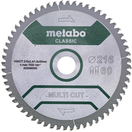 Metabo multi cut classic - cirkelzaagblad - 216mm - 60 tanden - fz tz geometrie
