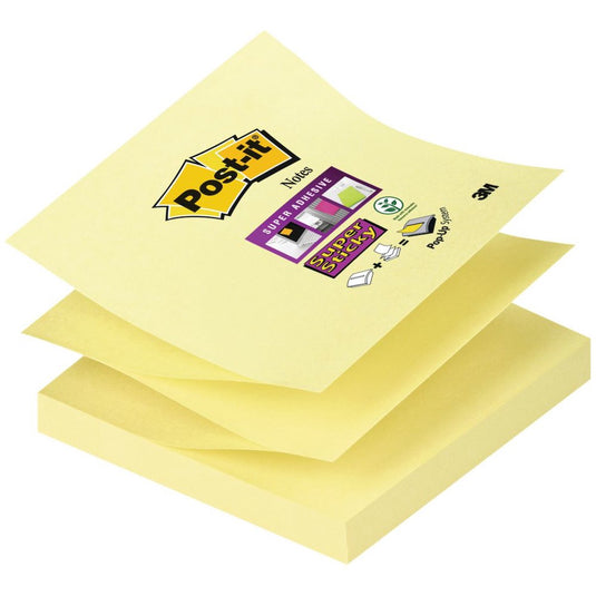 Post-it super sticky 3m z-notes zelfklevend notitiepapier vierkant geel 90 vel zelfplakkend