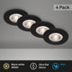 Briloner - set van 4 led inbouwspots - badkamerverlichting - ø9 cm - ip44 - 4.9 w - 480 lm - 3.000 k - zwart