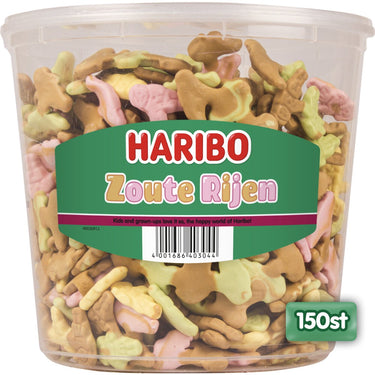Haribo zouten rijen - snoep salmiak met fruitsmaak - 150 stuks silo