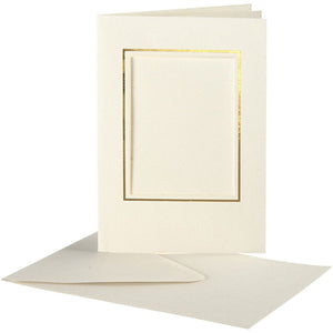 Creativ company kaarten enveloppen passepartout rechthoek met rand 10,5x15 cm off-white 10 stuks