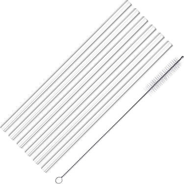 Westmark 6 glazen rietjes, recht, incl. 1 reinigingsborsteltje, lengte: 20 cm, ø 0,8 cm, borosilicaatglas, doorzichtig, 62622260
