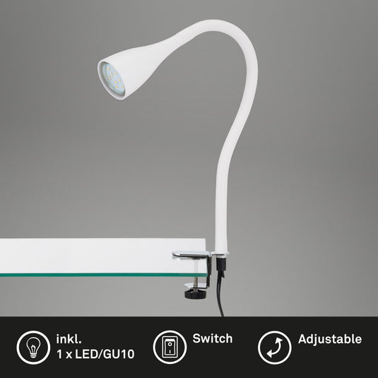 Briloner elasti - klemlamp - bedlamp - met snoer - met aan uit schakelaar - klemspot flexibele - warm wit 3000k - 3w - 250 lm - ip20