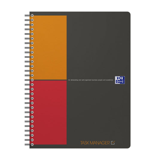 Oxford international task manager b5 80 vel soepele kunststof kaft grijs
