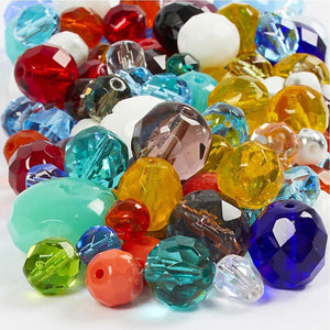Creativ company facet glaskralen mix - sieraden kralen - diverse kleuren - glasparels hobby - 400gr - 3-15mm