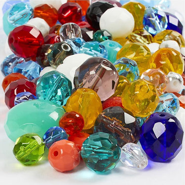 Creativ company facet glaskralen mix - sieraden kralen - diverse kleuren - glasparels hobby - 400gr - 3-15mm