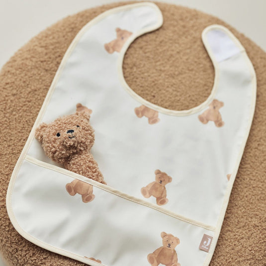 Jollein - slab waterproof (teddy bear) - polyester - polyurethaan - slabbetjes baby - 2 stuks - 40 cm