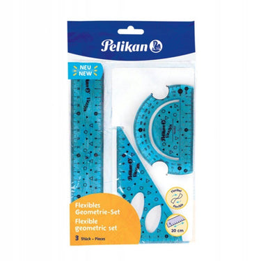 Pelikan geometrie set blauw 700917: liniaal, gradenschaal, tekenhaak