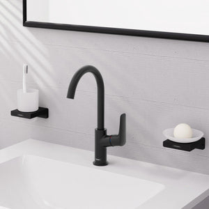 Hansgrohe logis - wastafelmengkraan - ééngreeps bediening - zonder waste - 210mm - draaibare uitloop - mat zwart