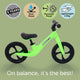 Tickit loopfiets whizz groen - lichtgewicht kinderfiets met verstelbaar zadel.