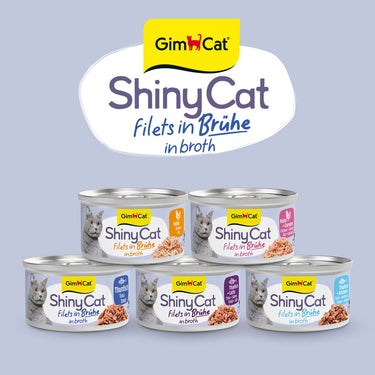Gimcat 24 x 70 g - shinycat filets in broth kip + garnalen