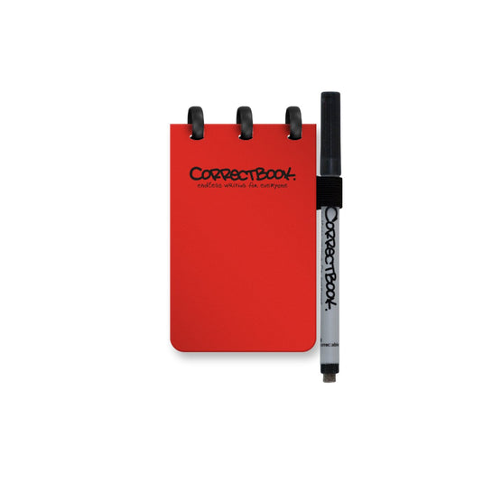 Correctbook a7 uitwisbaar notitieboek – herbruikbaar schrift – horizon red – blanco – inclusief pen wisdoekje – pocketformaat