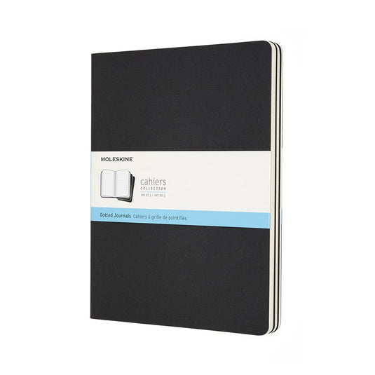 Moleskine cahier journals - extra large - gestippeld - zwart - set van 3