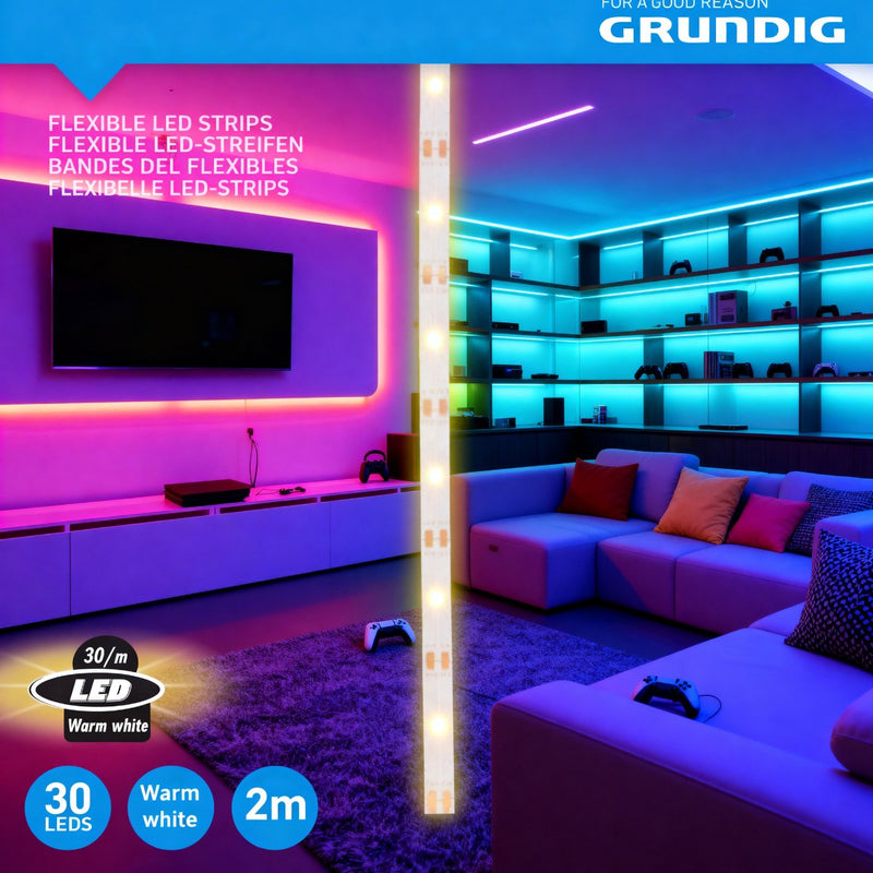 Afbeelding laden in galerijviewer, Grundig led strip 30 led, 2m
