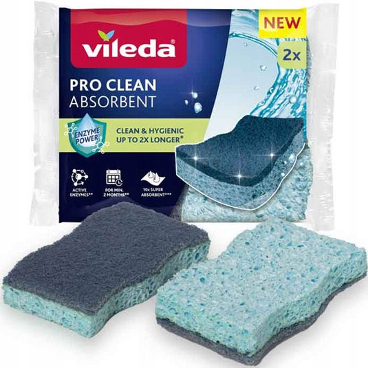 Vileda pro clean spons met enzymen - 2 per verpakking