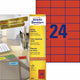 Avery gekleurde etiketten, rood, 70,0 x 37,0 mm, permanent klevend