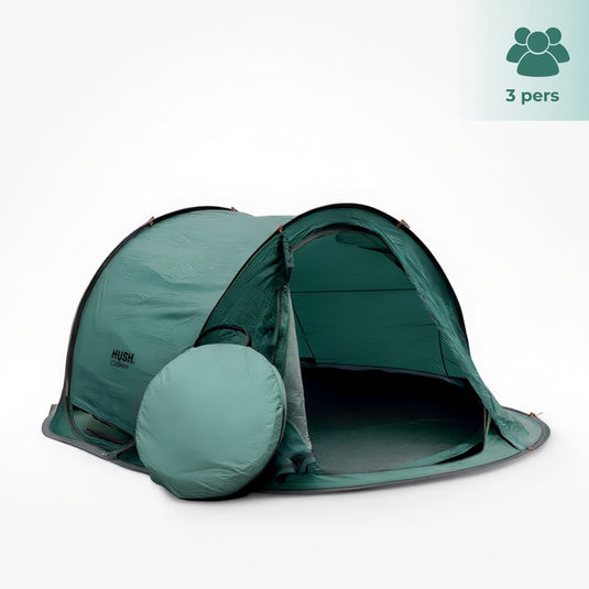 Hush. outdoor hush outdoor - campingtent 3 persoons - pop up systeem - met ophanghaakje en opbergvakken -inc. draagzak