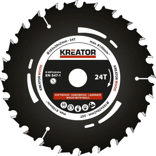 Kreator krt020304 invalzaagblad 165 mm - 24t