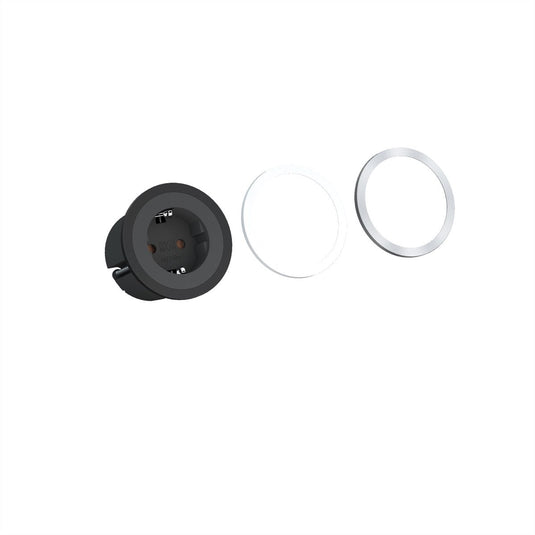 Bachmann pix - inbouw stopcontact - 1x 230v - zwart + wit + rvs-look - 2 meter aansluitsnoer