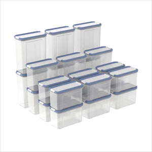 Rotho domino - set voorraadbussen en strooibussen 24-delig - vaatwasser bestendig - blauw