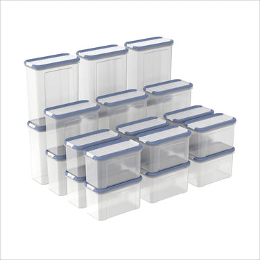 Rotho domino - set voorraadbussen en strooibussen 24-delig - vaatwasser bestendig - blauw