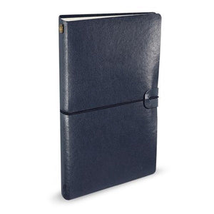 Peter pauper notitieboek - voyager - leder cover - midnight blue - met koordsluiting - 12x20 cm