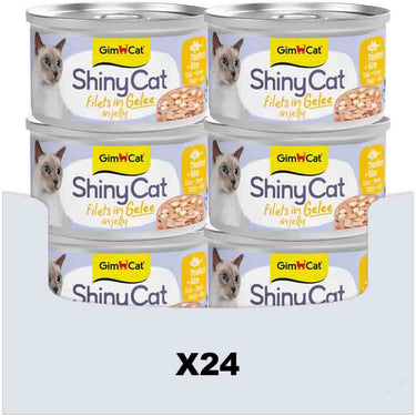 Gimcat 24 x 70 g - shinycat filets in jelly tonijn + kaas