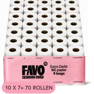 Favo gewoon goed favo toiletpapier - 4-laags - 70 rollen - 160 vellen per rol - extra zacht sterk wc-papier - voordeelverpakking