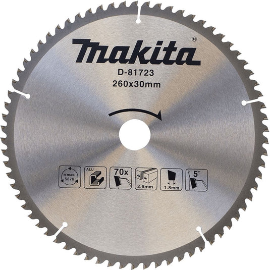 Makita d-81723 afkortzaagblad standaard aluminium | ø 260 x 2,8 x 30mm 70t