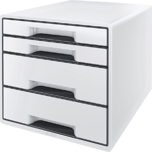 Leitz wow cube ladenblok met 4 laden - opberger met vakken - voor kantoor en thuiswerken - ideaal voor thuiskantoor - wit grijs