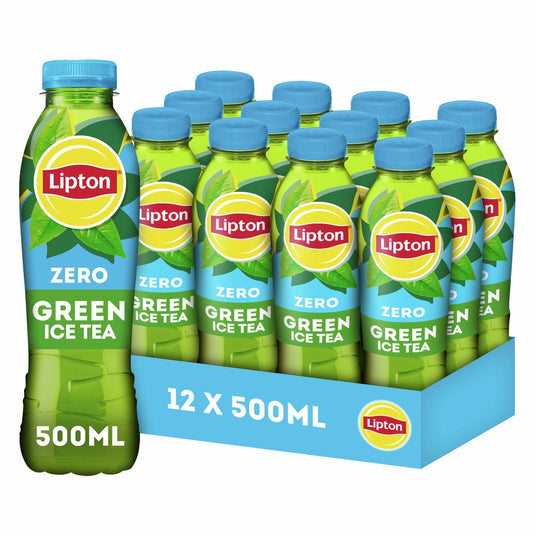 Lipton ice tea green fles - zero sugar - vol van smaak, zonder suiker - 12 x 500ml - voordeelverpakking