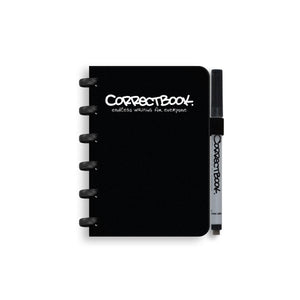 Correctbook a6 uitwisbaar notitieboek – herbruikbaar schrift – ink black zwart – gelinieerd – inclusief pen wisdoekje – aanvulbaar met extra pagina’s