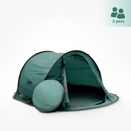 Hush. outdoor hush outdoor - campingtent 2 persoons - pop up systeem - met ophanghaakje en opbergvakken -inc. draagzak