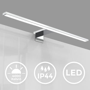B.k.licht - led spiegellamp - wandlamp met chroom kleur - badkamerverlichting - l:60cm - ip44 - 4.000k - 8w