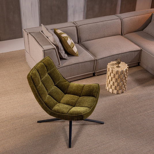 Woood maudi draaifauteuil - chenille - groen - 84x74x86