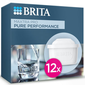 Brita waterfilterpatroon maxtra pro pure performance - 12 stuks - originele waterfilter voor waterfilterkannen - filtert onzuiverheden zoals herbiciden, pfas, chloor, kalk en metalen