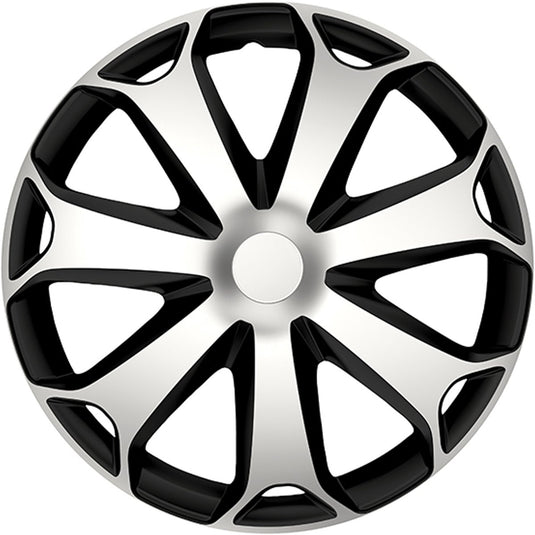 Carpoint wieldoppenset mega 15 inch zwart zilver 4 stuks