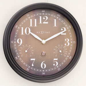 Nextime jasmine – weerstation wandklok – 23.5 cm – metaal – bruin – weerbestendig